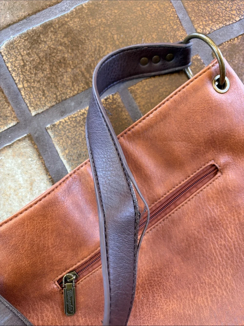 Wrangler Montana West Brown Two-Tone Vegan Leather Hobo Bag